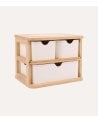 Caja de Almacenamiento Vertical con 3 Cajones de Bambú