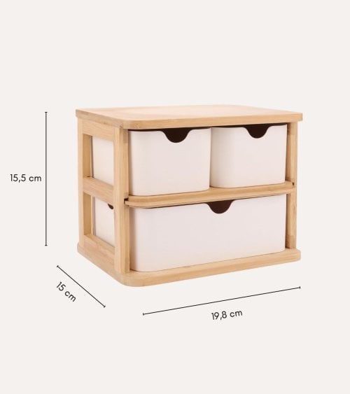 Caja de Almacenamiento Vertical con 3 Cajones de Bambú