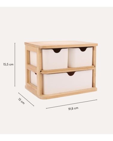 Caja de Almacenamiento Vertical con 3 Cajones de Bambú