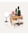 Caja de Almacenamiento Vertical con 3 Cajones de Bambú
