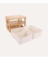 Caja de Almacenamiento Vertical con 3 Cajones de Bambú
