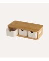 Caja de Almacenamiento Horizontal con 3 Cajones de Bambú