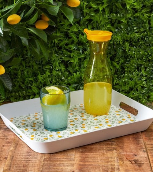 Bandeja Estampado Limones con Asas de Plástico