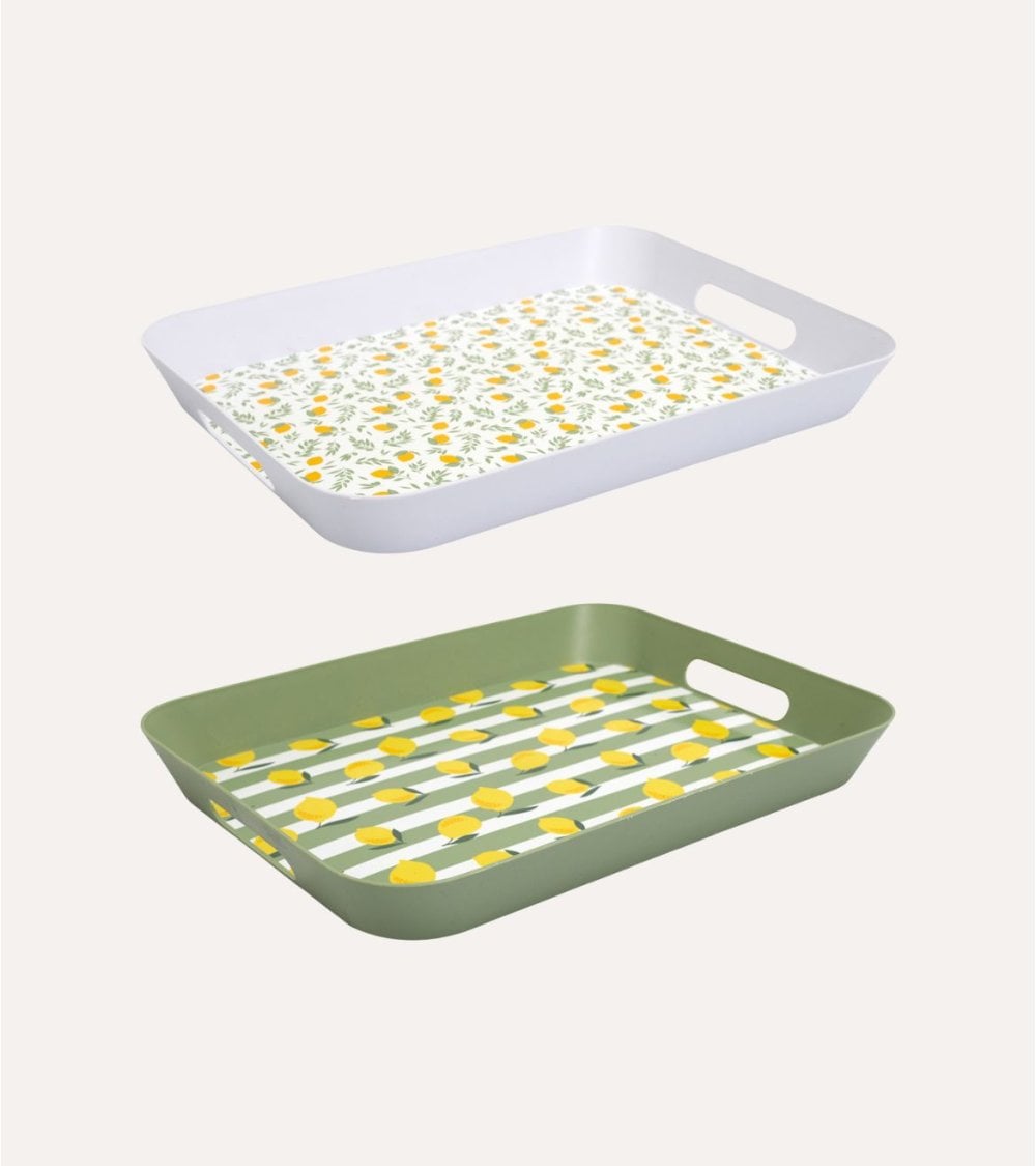 Bandeja Estampado Limones con Asas de Plástico