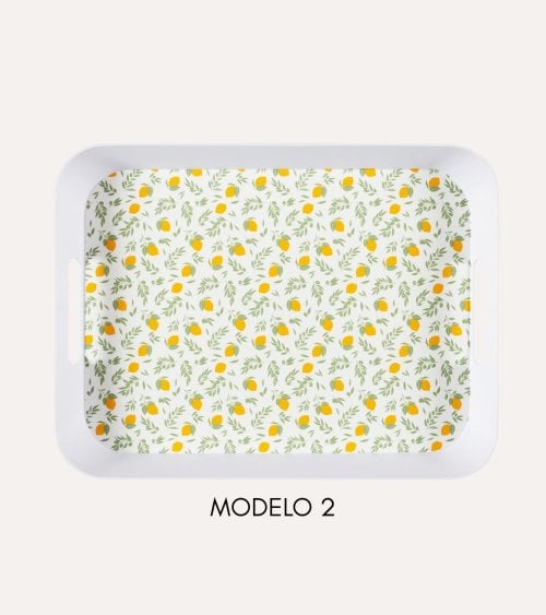 Bandeja Estampado Limones con Asas de Plástico