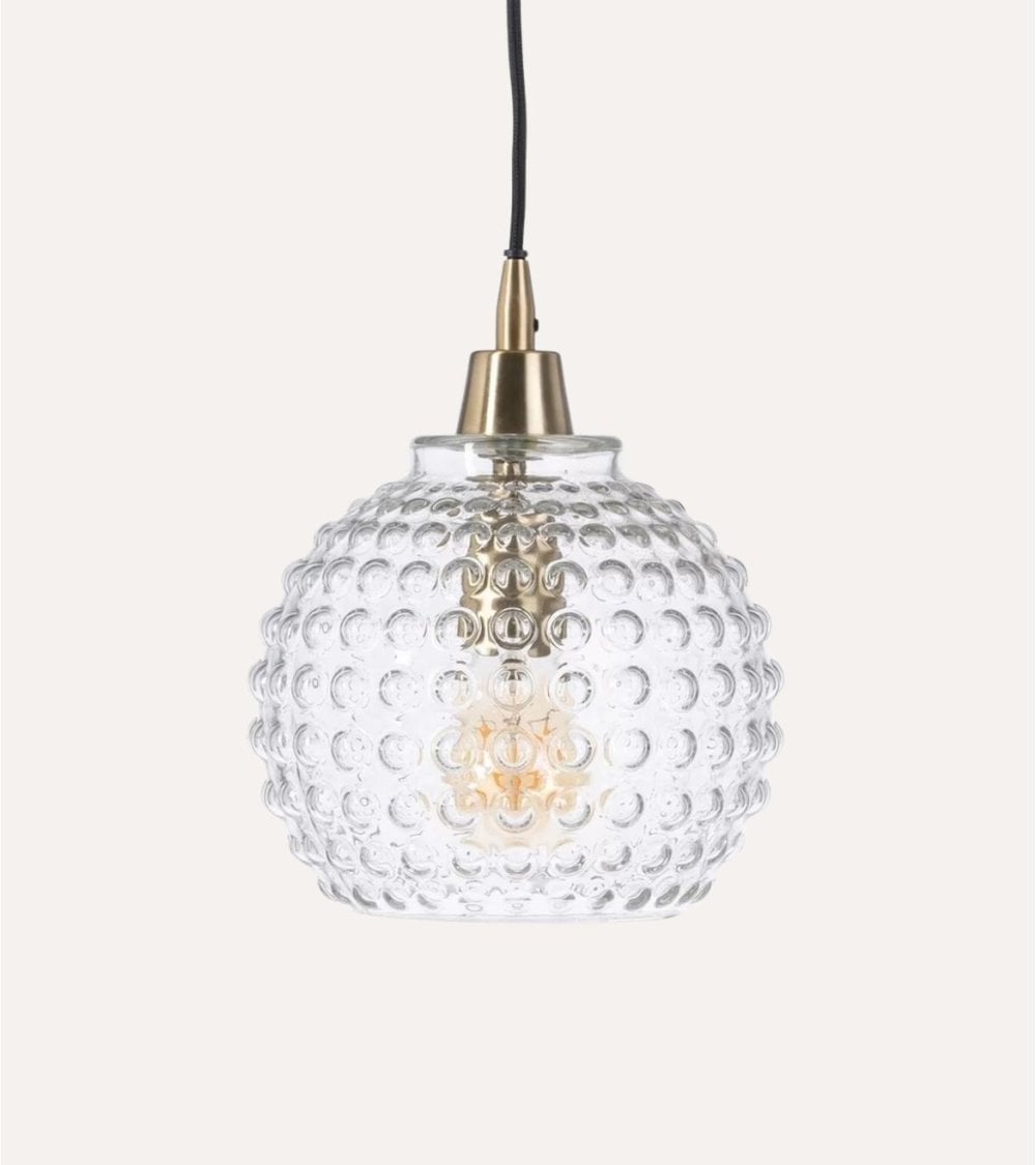 Lámpara Colgante Matías Redonda de Cristal y Metal