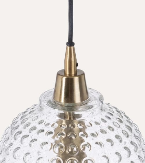 Lámpara Colgante Matías Redonda de Cristal y Metal