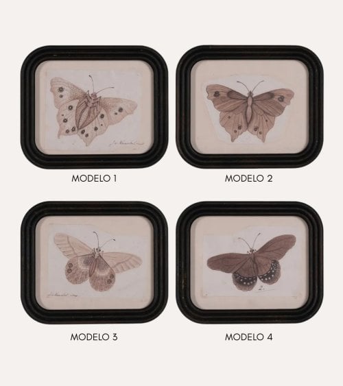 Cuadro Mariposa Vintage de MDF y Cristal