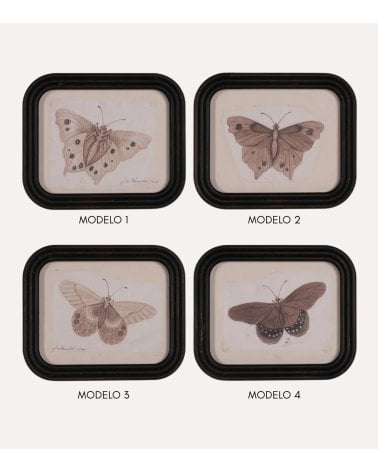 Cuadro Mariposa Vintage de MDF y Cristal