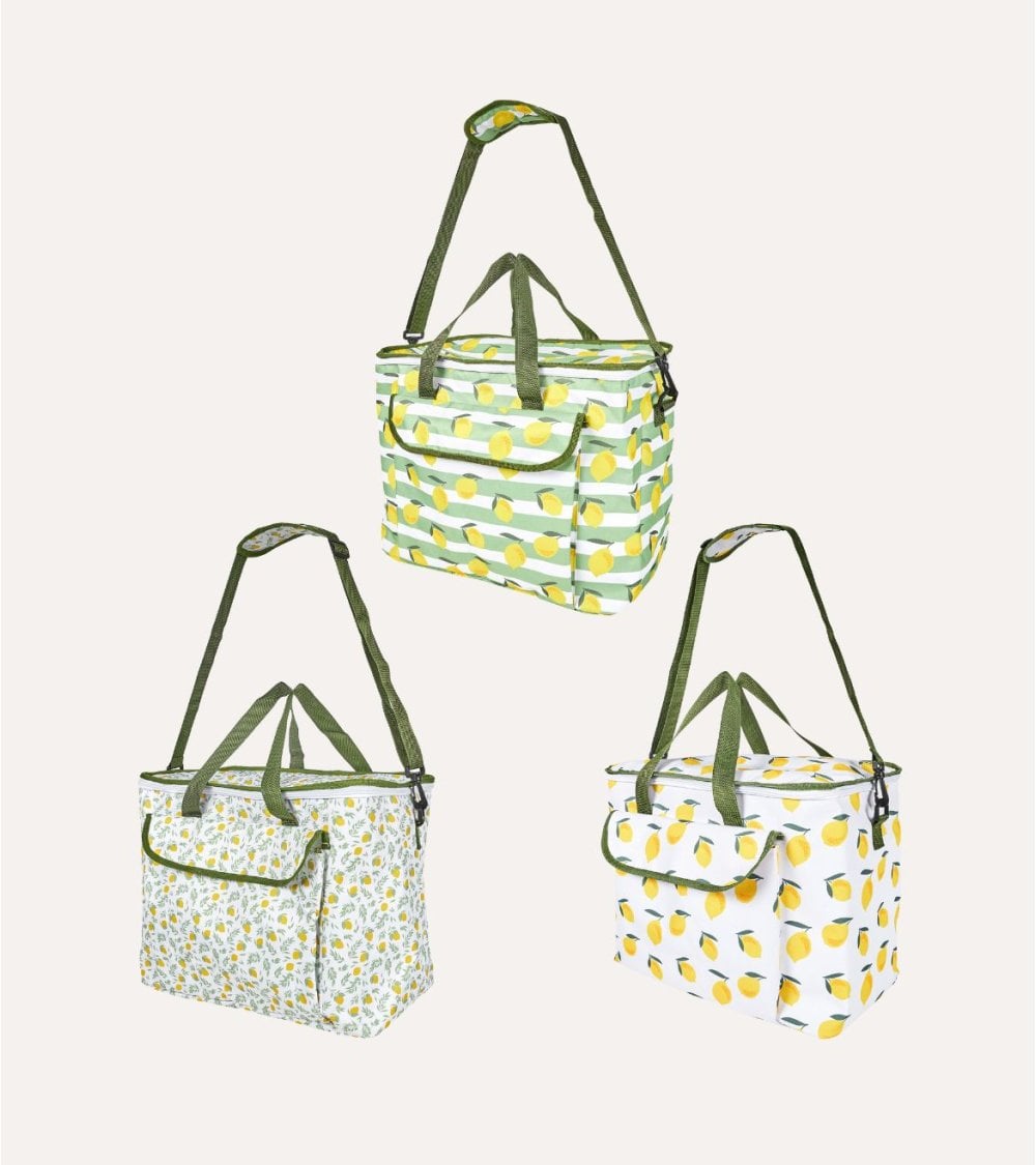 Bolsa de Almuerzo Térmica con Bolsillo Estampado Limones de Poliéster
