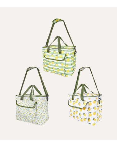 Bolsa de Almuerzo Térmica con Bolsillo Estampado Limones de Poliéster