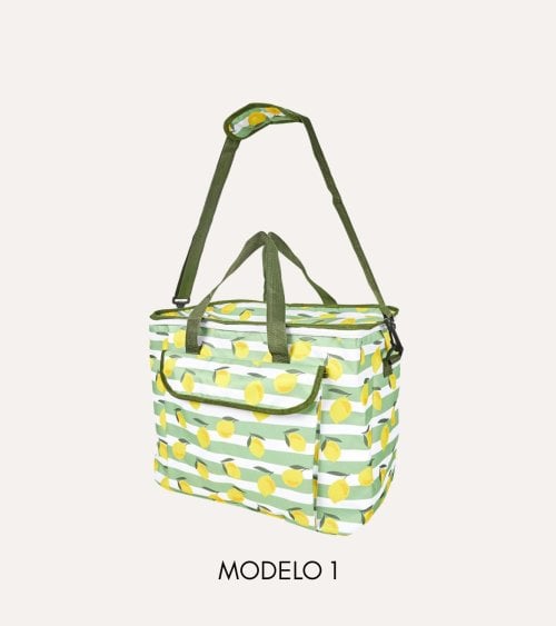 Bolsa de Almuerzo Térmica con Bolsillo Estampado Limones de Poliéster