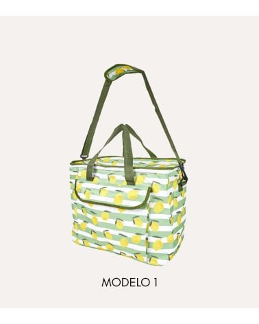 Bolsa de Almuerzo Térmica con Bolsillo Estampado Limones de Poliéster