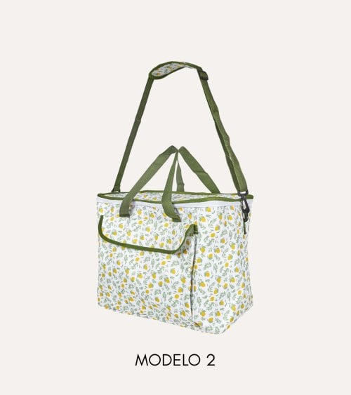 Bolsa de Almuerzo Térmica con Bolsillo Estampado Limones de Poliéster