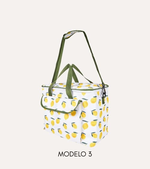 Bolsa de Almuerzo Térmica con Bolsillo Estampado Limones de Poliéster