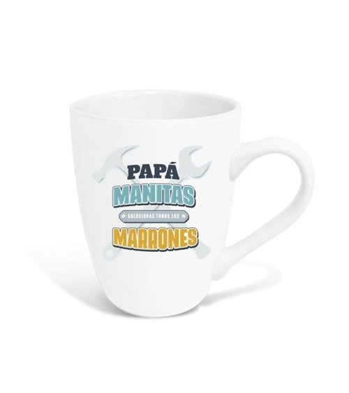 Taza Mug de Cerámica Papá Manitas Soluciona Marrones