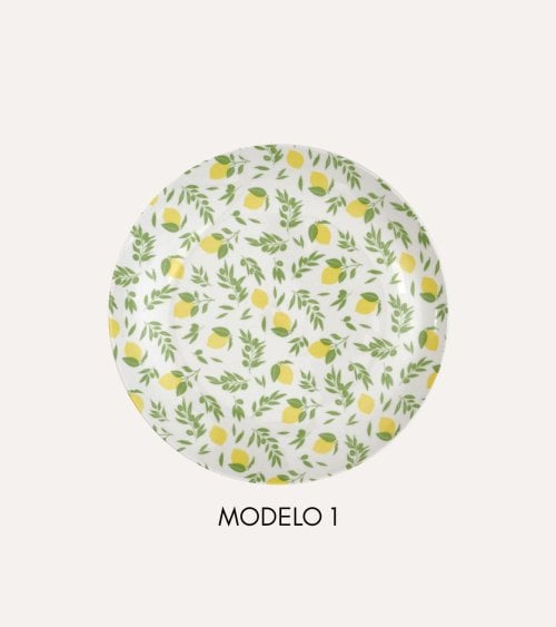 Plato de Postre Estampado Limones de Polipropileno