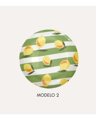 Plato de Postre Estampado Limones de Polipropileno