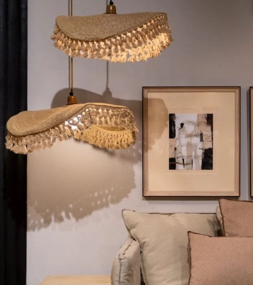 Lámpara Colgante Halo de Fibra Natural