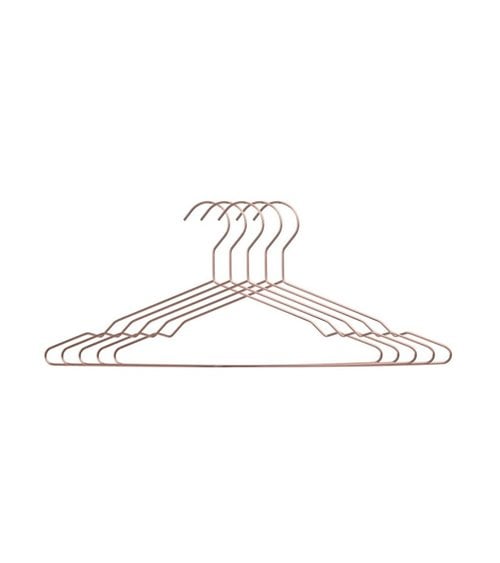 Juego de Cinco Perchas Metálicas Oro Rosa