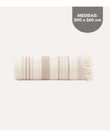 Manta a Rayas de Tejido Fino de Algodón Reciclado