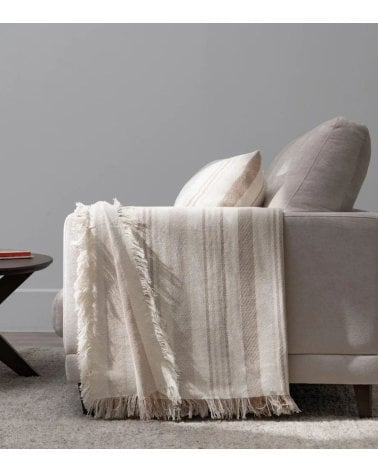 Manta a Rayas de Tejido Fino de Algodón Reciclado