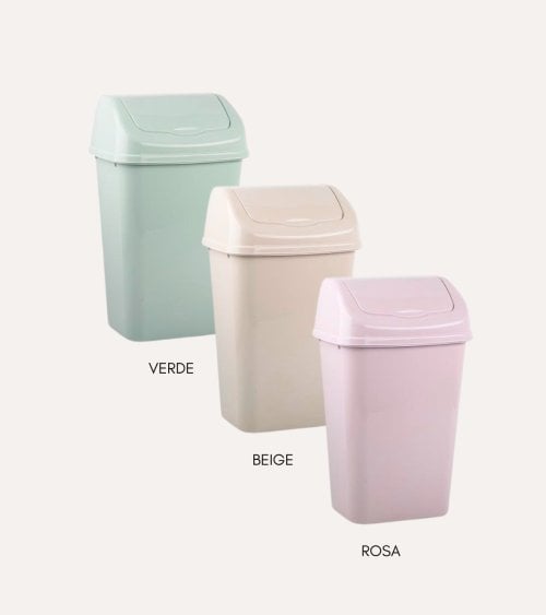 Papelera Pastel con Tapa Basculante de Plástico