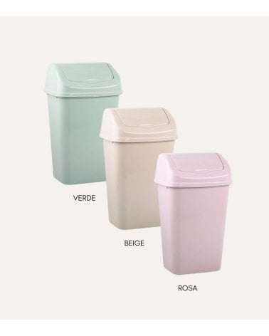 Papelera Pastel con Tapa Basculante de Plástico