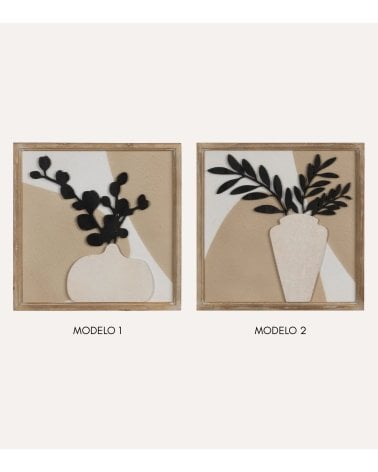 Cuadro con Relieve de Jarrón de Madera