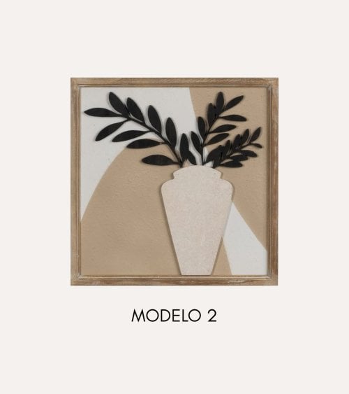 Cuadro con Relieve de Jarrón de Madera