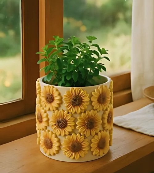 Macetero de Girasoles de Cerámica