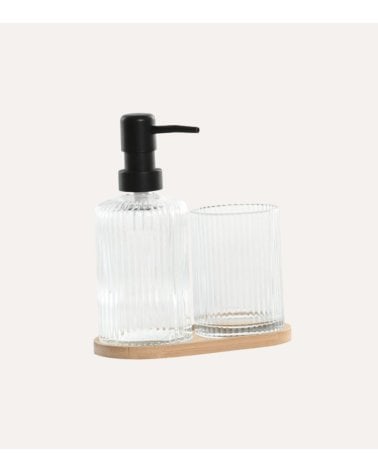 Set de Baño de Dispensador de Jabón y Vaso de Cristal
