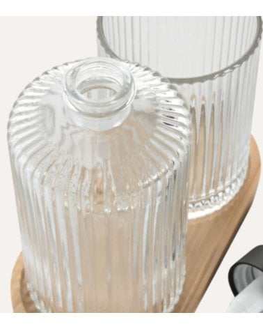 Set de Baño de Dispensador de Jabón y Vaso de Cristal