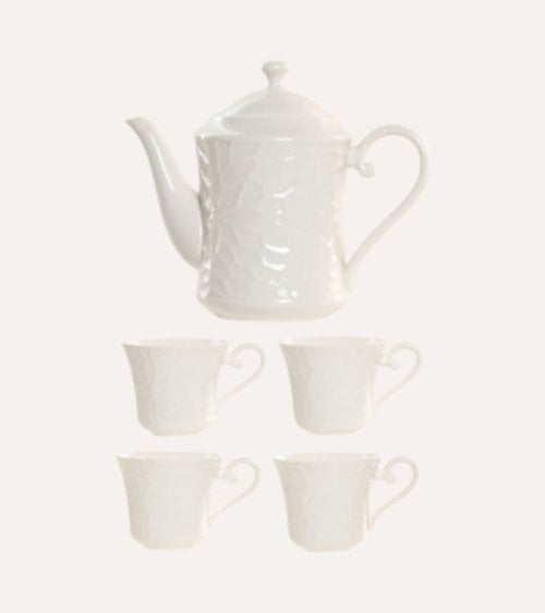 Set de Café Hada de 4 Tazas y Tetera de Porcelana