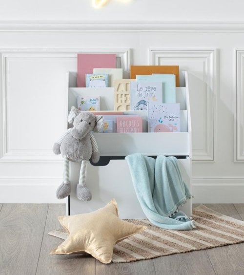 Estantería Librería Infantil con Ruedas de Madera