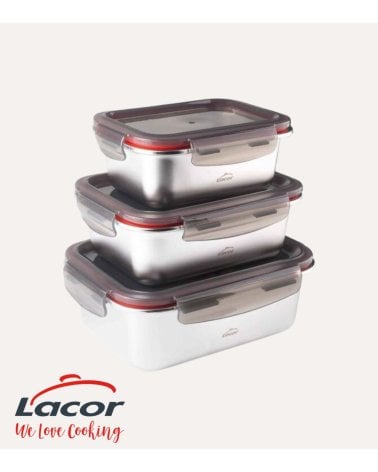 Set de 3 Recipientes Rectangulares Ecoinox de Acero Inoxidable