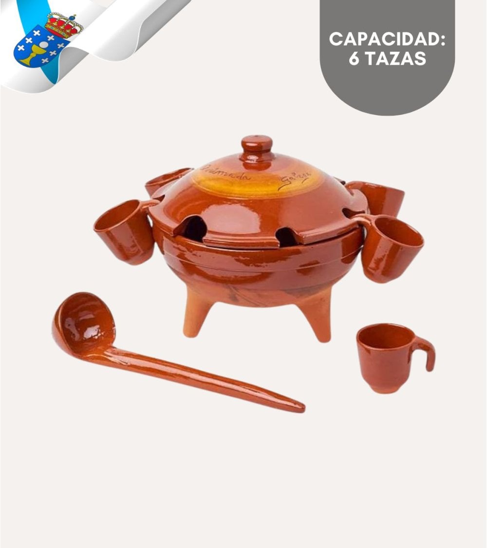 Queimada Gallega de Barro con Tazas y Tapa