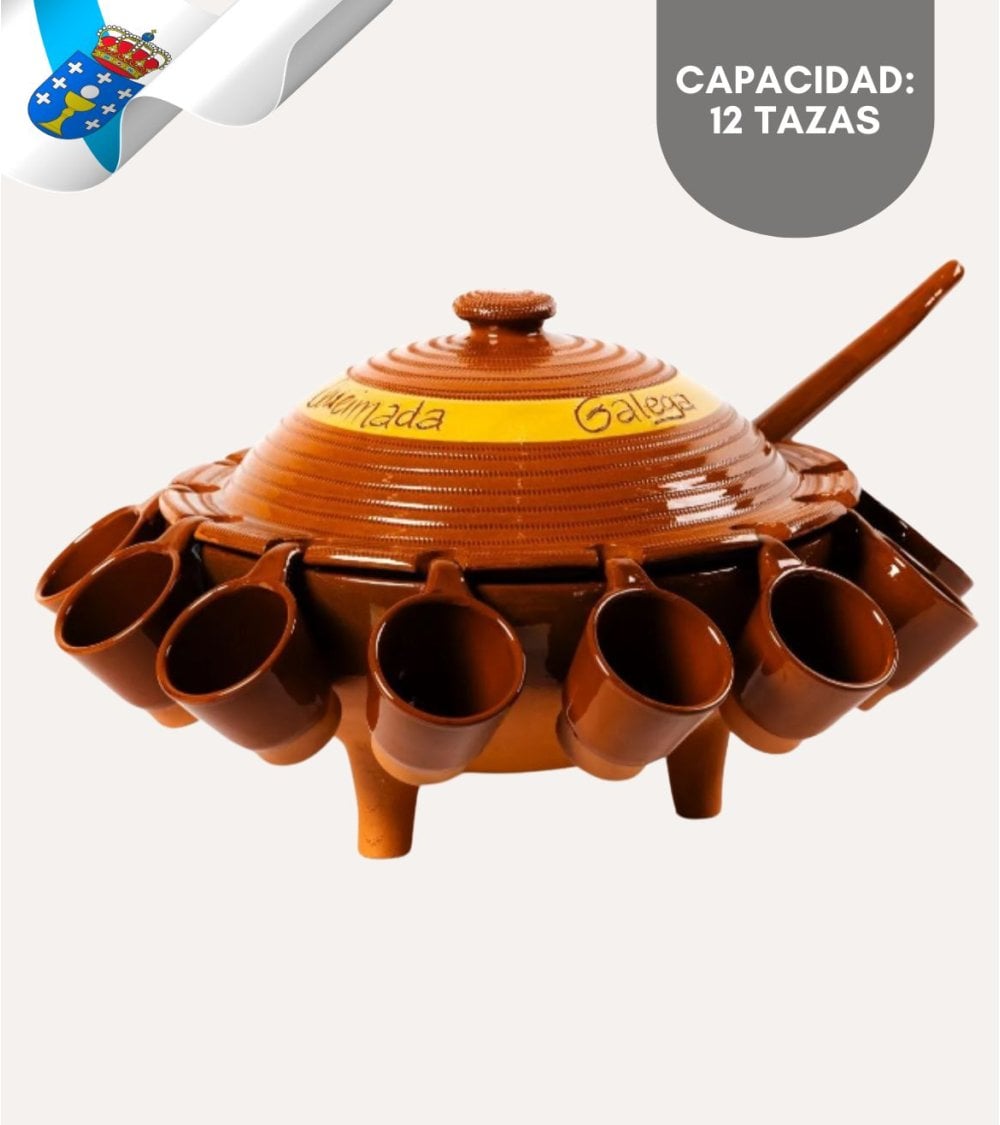 Queimada Gallega de Barro con Tazas y Tapa