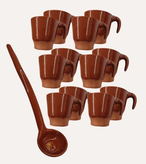 Queimada Gallega de Barro con Tazas y Tapa