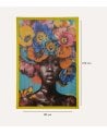 Cuadro Lienzo de Mujer con Flores en Marco Amarillo