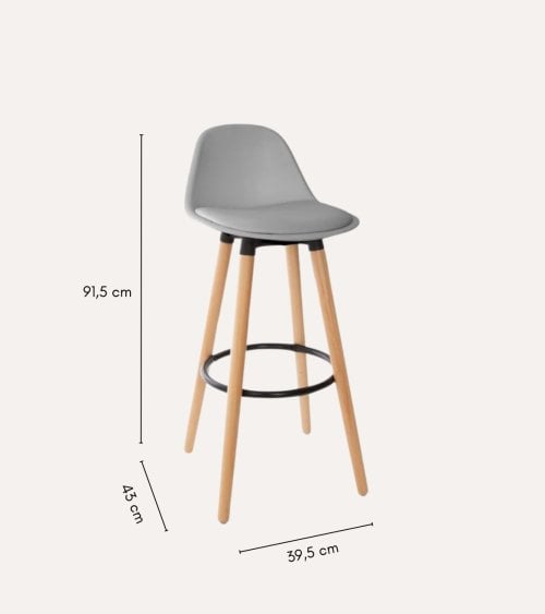 Taburete Alto Maxon de Plástico y Madera