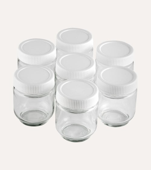 Tarro para Yougurt de Cristal y Plástico