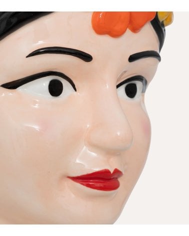 Jarrón Cabeza Mujer Floral de Cerámica