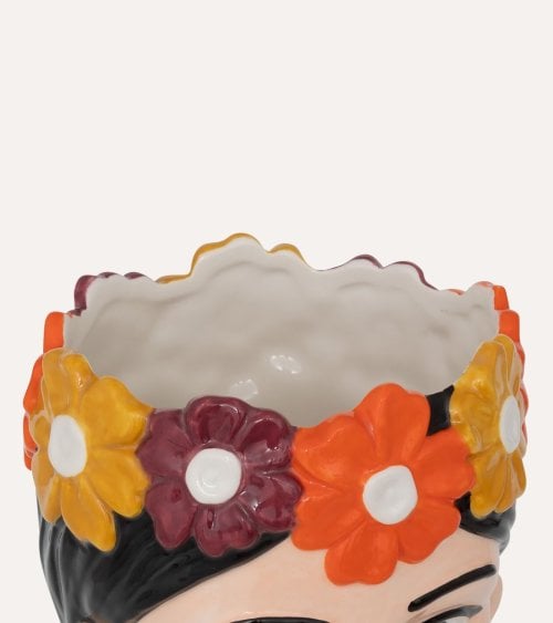 Jarrón Cabeza Mujer Floral de Cerámica