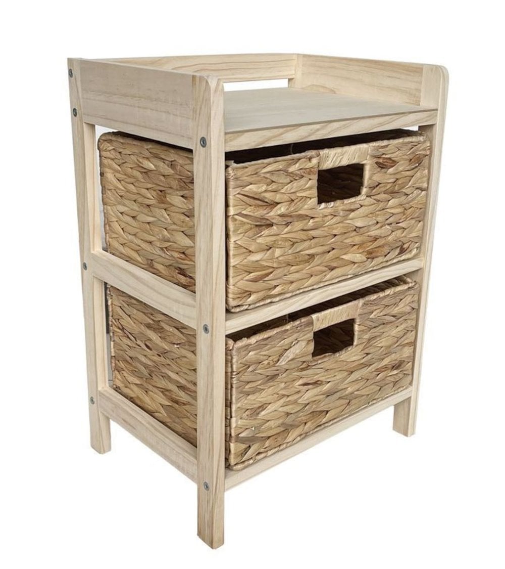 Cajonera de Madera con Cajones de fibra trenzada