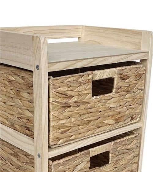 Cajonera de Madera con Cajones de fibra trenzada