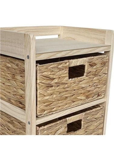 Cajonera de Madera con Cajones de fibra trenzada