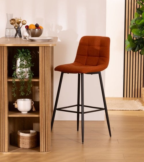 Silla de Bar Alta Sirac de Tela y Metal