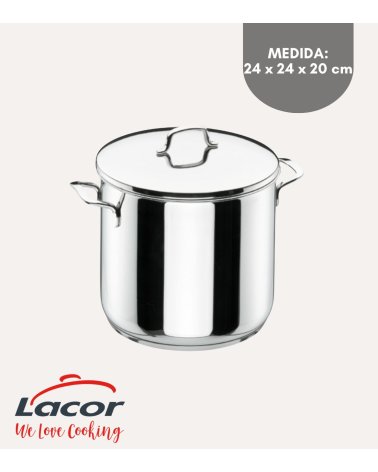 Olla Alta Gourmet con Tapa de Acero Inoxidable 18/10