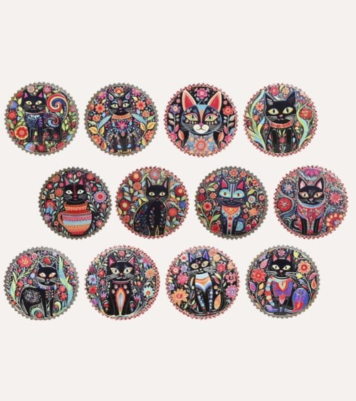 Portavasos de Gato de Dolomita con Base de Corcho